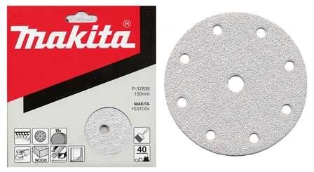 MAKITA schuurpapier Klittenband 150 mm 9 gaten K180, 10 stuks P-37895