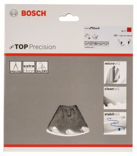 BOSCH Cirkelzaagblad Top Precision Best for Wood 165 x 20 x 1,8 mm, 20 2608642385