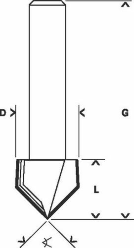 BOSCH V-gleuffrees 8 mm, L 31,8 mm, L 19 mm, G 51 mm, 90° 2608629370