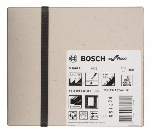 BOSCH Zaagblad voor staartzaag S 644 D Top for Wood (100 stuks) 2608650551