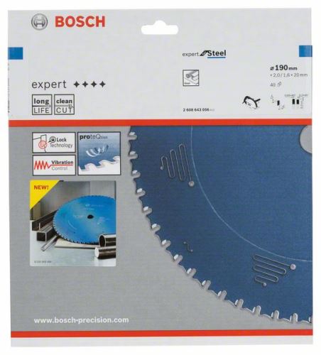 BOSCH Cirkelzaagblad Expert for Steel 190 x 20 x 2,0 mm, 40 2608643056