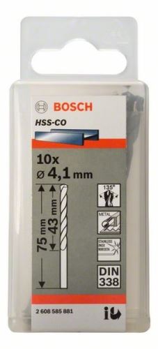 BOSCH Boren voor metaal HSS-Co, DIN 338 4,1 x 43 x 75 mm (10 stuks) 2608585881