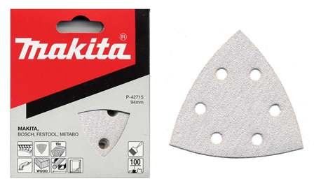 MAKITA schuurpapier Klittenband 94x94x94 mm 6 gaten K150, 10 stuks P-42737