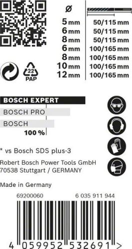 BOSCH EXPERT SDS plus-7X set 5/6/6/8/8/10/12 mm, 7 stuks 2608900195