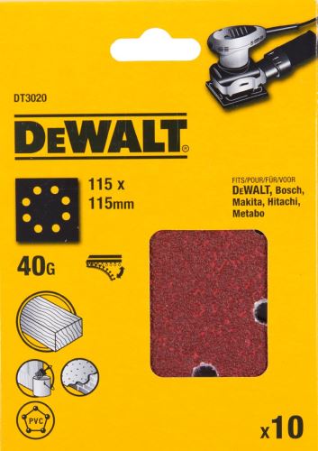 DeWALT Schuurpapier 115 x 115 mm, P320, Klittenband (10 stuks) DT3026