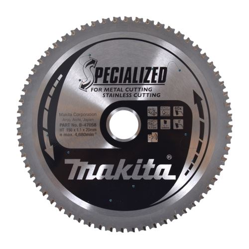 MAKITA zaagblad RVS SPECIALIZED 150x1,1x20 mm 60 tanden B-47058