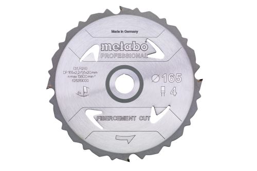 METABO Zaagblad 165 x 20 mm, 4 tanden, 5° FibercementCutProf 628289000