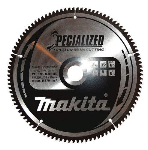 MAKITA zaagblad aluminium SPECIALIZED 260x2,4x30 mm 100 tanden B-33336