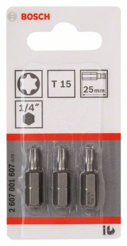 BOSCH Schroevendraaierbit extra hard Extra-Hart T15, 25 mm (3 stuks) 2607001607