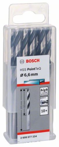 BOSCH Spiraalboor HSS PointTeQ 6,6 mm (10 stuks) 2608577234