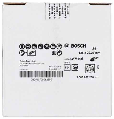 BOSCH Fiber-slijpschijf R444, Expert for Metal D = 125 mm; K = 36 2608607250