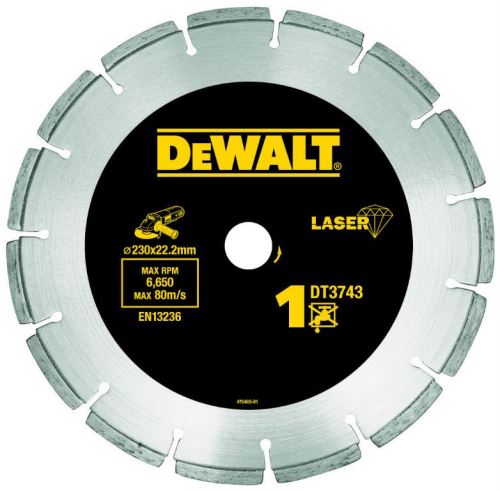 DeWALT DIA Segmentschijf voor bouwmaterialen en beton, voor droogzagen, 230 x 22,2 mm DT3743