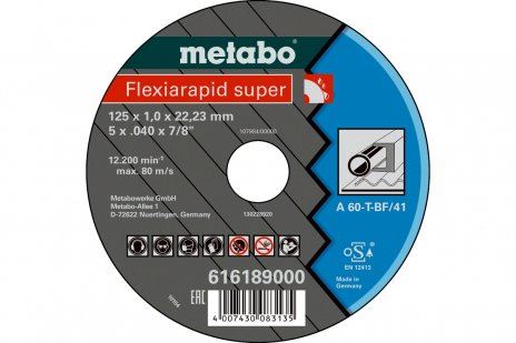 METABO Slijpschijf Flexiarapid SUPER 115 x 1,6 x 22,23 staal, TF 41 616191000