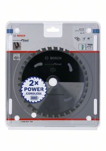 BOSCH Zaagblad voor accuzagen; Standaard voor staal 173x20x1,6/1,2x36T 2608837750