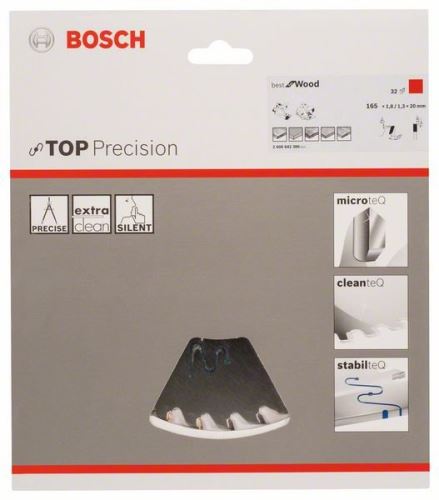 BOSCH Cirkelzaagblad Top Precision Best for Wood 165 x 20 x 1,8 mm, 32 2608642386