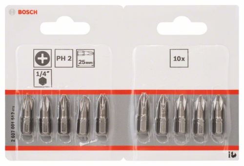 BOSCH Schroevendraaierbit extra hard Extra-Hart PH 2, 25 mm (10 stuks) 2607001512