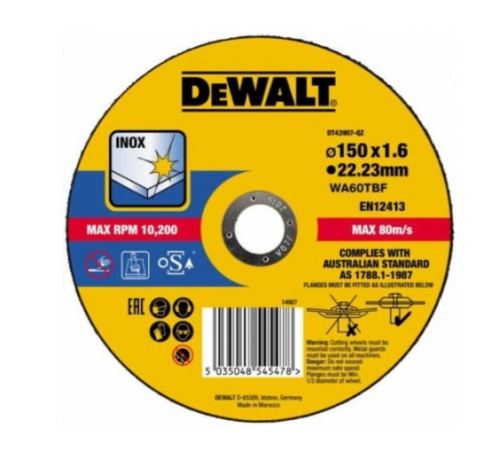 DeWALT Snijschijf voor RVS 150 x 22,2 x 1,6 mm DT43907