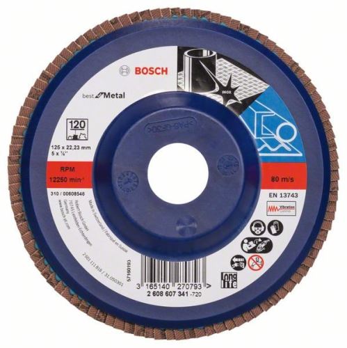 BOSCH Lamellenslijpschijf X571, Best for Metal D = 125 mm; G = 120, gelijk aan 2608607341