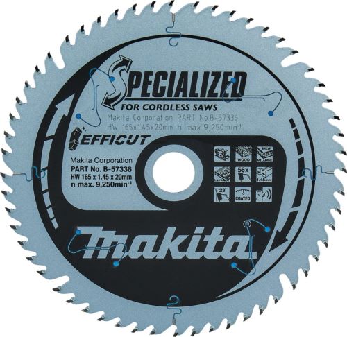 MAKITA Zaagblad Efficut voor hout 165x20 56T B-57320