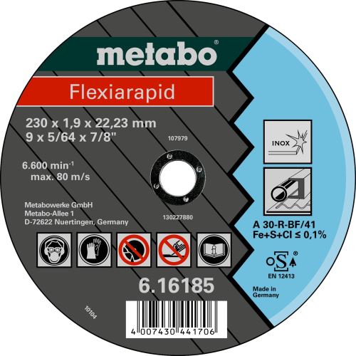 METABO Doorslijpschijf - RVS-FLEXIRAPID 115x1,0x22,2 616186000