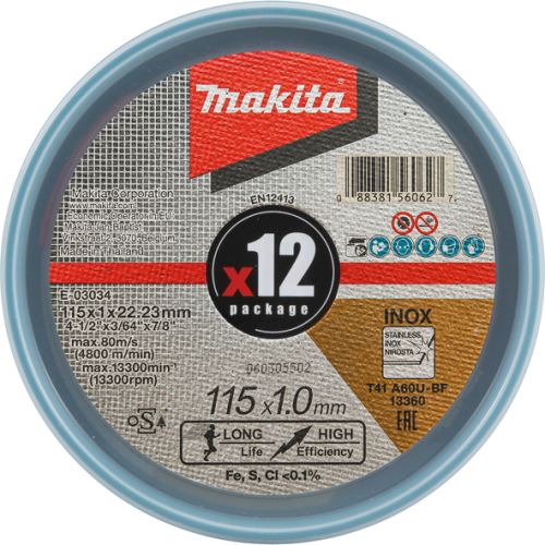 MAKITA Doorslijpschijf voor staal en RVS 115x1,0x22,23mm E-03034-12