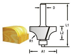 MAKITA Afrondfrees met gelagerde schacht 8 mm, 31,8x17x58 mm R 9,5 mm D-48549