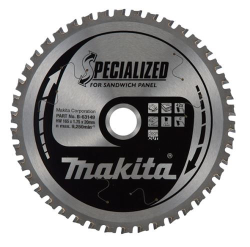 MAKITA sandwichpaneelzaagblad SPECIALIZED 165x1,75x20 mm 42 tanden B-63149