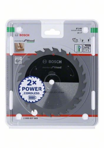 BOSCH Zaagblad voor accuzagen; Standaard voor hout 140x10x1,5/1,0x24T 2608837669