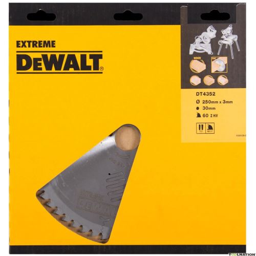 DeWALT Extreme werkplaatszaagblad 250 x 30 mm, 60 tanden DT4352