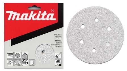 MAKITA schuurpapier Klittenband 150 mm 6 gaten K120, 10 stuks P-37699