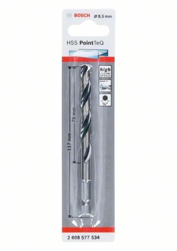 BOSCH Metaalboor HSS PointTeQ HEX met 6-kant schacht; 8,5 mm (5 stuks) 2608577534