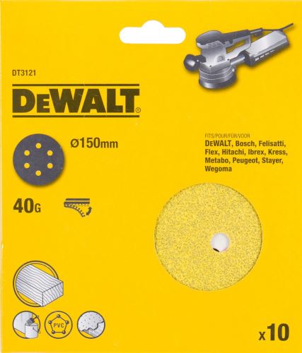 DeWALT Velcro schuurschijf K80, 150 mm, 6 gaten (25 stuks) DT3133