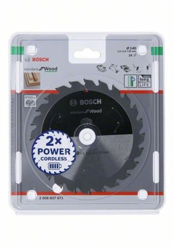 BOSCH Zaagblad voor accuzagen; Standaard voor hout 140x20x1,5/1,0x24T 2608837671