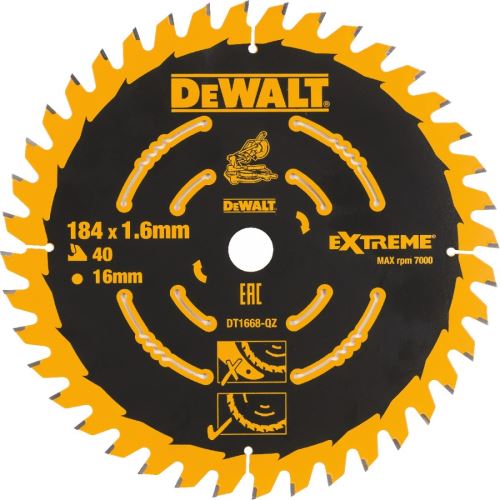 DeWALT Zaagblad EXTREME, 184 x 16 mm, 40 tanden DT1668