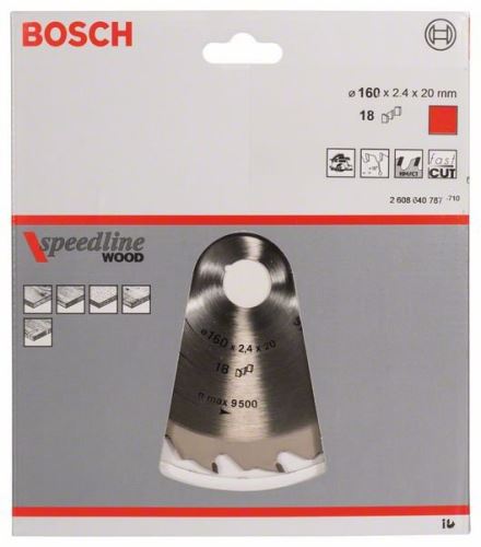 BOSCH Zaagblad Speedline Hout 160 x 20 x 2,2 mm, 18 2608640787