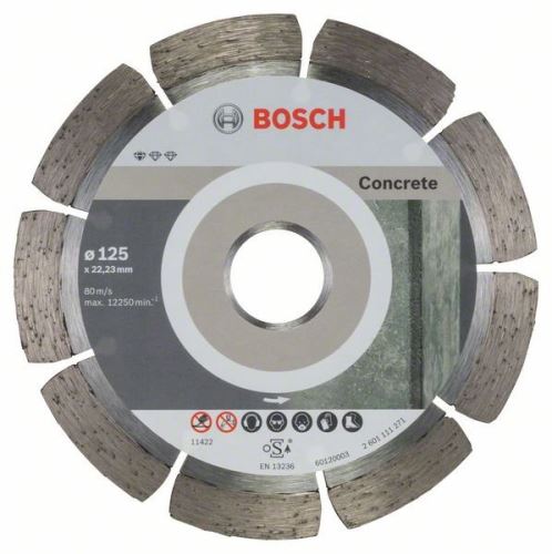 BOSCH Diamantdoorslijpschijf Standaard voor Beton 125 x 22,23 x 1,6 x 10 mm (10 stuks) 2608603240