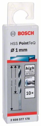 BOSCH Spiraalboor HSS PointTeQ 1,0 mm (2 stuks) 2608577153