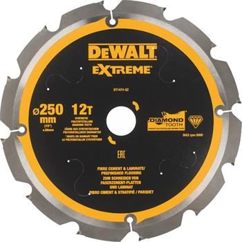 DeWALT zaagblad voor vezelcement- en laminaatplaten, 250 x 30 mm, 12 tanden DT1474