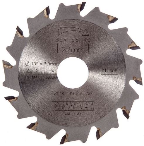 DeWALT schijf (voor DW682K schaafmachine) 105 x 22 mm, 12 tanden DT1306