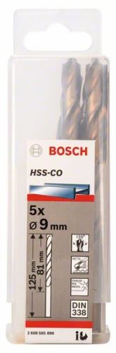 BOSCH Metaalboren HSS-Co, DIN 338 9 x 81 x 125 mm (5 stuks) 2608585896