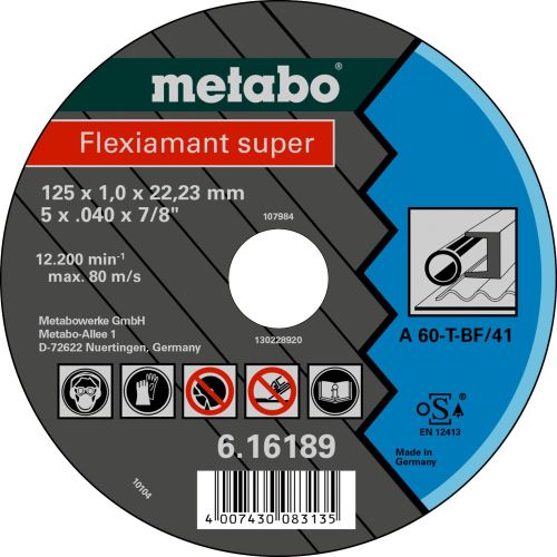 METABO Doorslijpschijf - staal-FLEXIAMANT SUPER 125x1,0x22,2 616189000