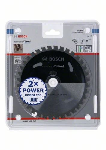 BOSCH Zaagblad voor accuzagen; Standaard voor staal 160x20x1,6/1,2x36T 2608837749