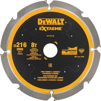 DeWALT zaagblad voor vezelcement- en laminaatplaten, 216 x 30 mm, 8 tanden DT1473