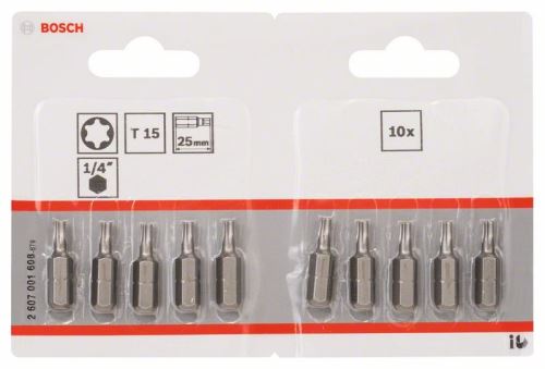 BOSCH Schroevendraaierbit extra hard Extra-Hart T15, 25 mm (10 stuks) 2607001608