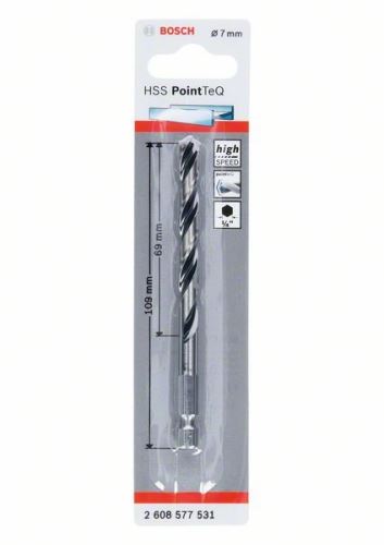 BOSCH Metaalboor HSS PointTeQ HEX met 6-kant schacht; 7,0 mm (5 stuks) 2608577531