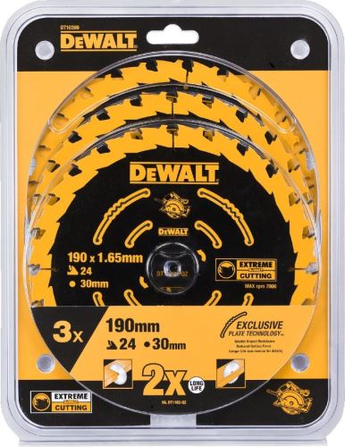 DeWALT Zaagbladenset (DT10304) 190 x 30 mm, 24 tanden (3 stuks) DT10399