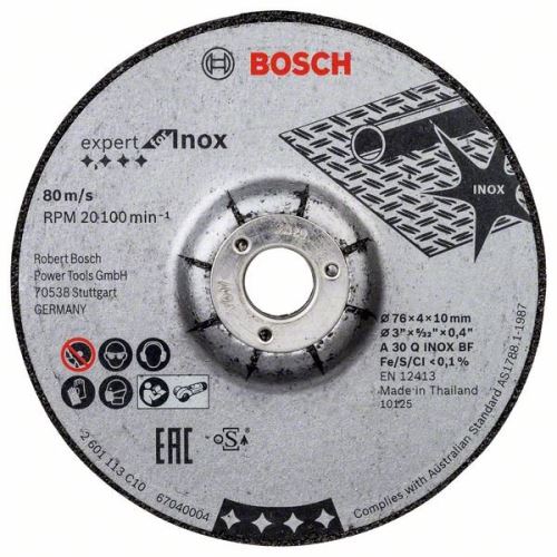 BOSCH Slijpschijf 76 × 4 × 10 mm, 2 stuks, Expert voor INOX A 30 Q INOX BF; 76 mm; 4 mm; 10 mm 2608601705