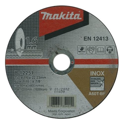 MAKITA roestvrijstalen doorslijpschijf 115x1,6x22 mm B-45755