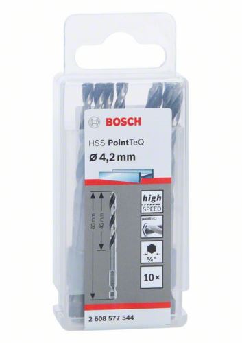 BOSCH Metaalboor HSS PointTeQ HEX met 6-kant schacht; 4,2 mm 2608577544