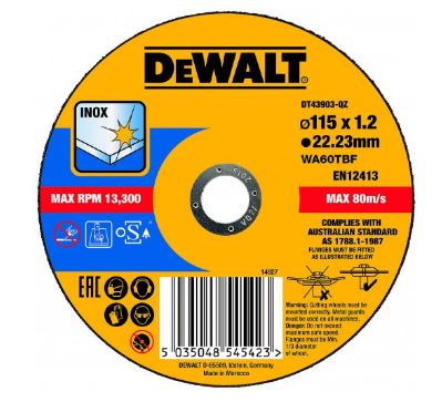 DeWALT Snijschijf voor RVS 115 x 22,2 x 1,2 mm DT43903